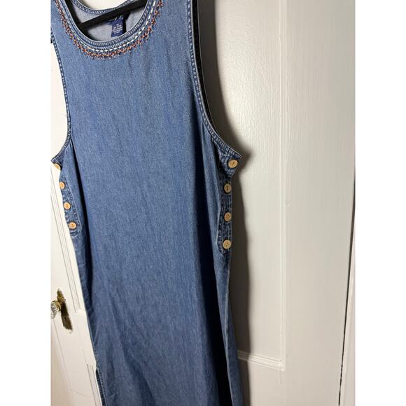 Vintage Y2K 90s TY Wear Denim Sleeveless Jumper Beaded Dress Women's 16 Plus - Picture 6 of 7
